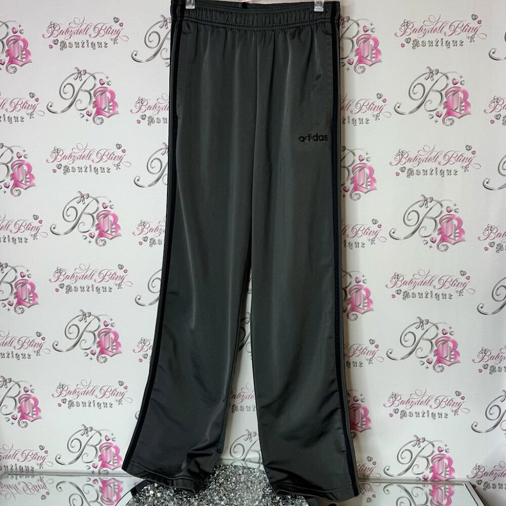 Adidas Charcoal Joggers stripes grey black sweat pants